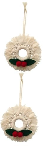 Cabilock 2St Geflochtener Weihnachtskranz Weihnachtsdekorationen Makramee-Weihnachtsbaumschmuck graceling weihnachtsbaumdeko Boho- Girlande Makramee-Weihnachtsschmuck Christbaumschmuck