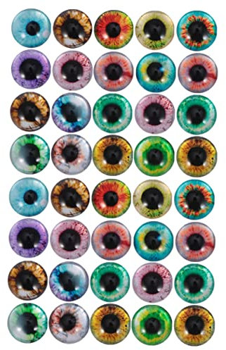 SEWOART 50pcs 10MM Mixed Pattern Glass Cabochons Hemisphere Eye Shape for DIY Jewelry Making Scrapbook Clock and Vase Decorations