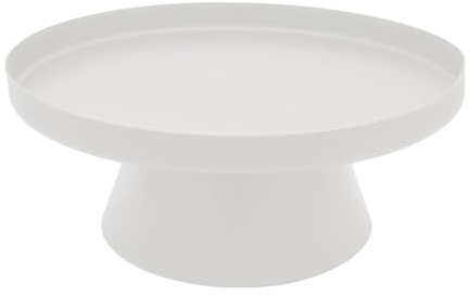 LaLe Living Ständer mit Dekotablett Enisa in Weiß, Ø 26 cm zur Verwendung als Serviertablett oder Tablett für Kerzen, Vasen oder Adventskranz