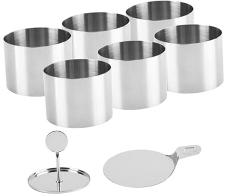 KICHOUSE 1satz Edelstahl Mousse Teiliges Backset Mit Kuchenringen Und Druckplatten Für Kreative Tortendekoration Für Gebäck Und Muffins Leicht Zu Reinigen Bedienen