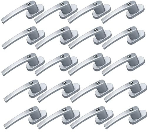 BASI | 20er Set Fenstergriff abschließbar | Gleichschließend | Farbe Silber | Aluminium | Kindersicherung | Stiftlänge 35 mm | Griff für Fenster Terassentür | 20 Stück | 40 Schlüssel