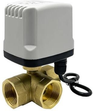 Elektrischer Kugelhahn für Wasser 1/2'' 3/4'' 1'' 2 Zoll IP65 Wasserdichter motorisierter Messingkugelhahn 2-Draht-T-Typ 3-Wege-Elektrokugelhahn Motorisierter Kugelhahn aus Edelstahl(3/4,220VAC)