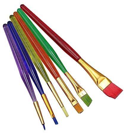 HAPINARY 6pcs Cake Icing Brushes Set for Sugar Craft and Fondant Dusting, Nylon Painting Brushes for DIY Cake Decorating and Pastry Art Supplies