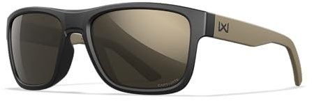Wiley X Ovation Captivate - Gafas de sol de seguridad para hombres y mujeres, protección ocular UV para tiro, pesca, ciclismo y deportes extremos, marcos negro mate y bronceado, lentes tintados de