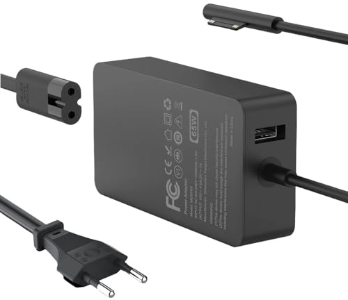 SCOVEE 65W Surface Pro Chargeur for Microsoft Surface Pro 8/X/7/6/5/4/3,Surface Book 2/1, Surface Laptop 5/4/3/2/1 Studio,Compatible avec Microsoft Chargeur 65W,USB Type A 2 Pin NA