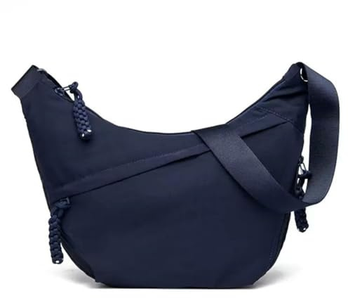 Pinkrin Halbmond Wasserabweisendem Nylon Umhängetaschen, Crossbody Festival Tasche mit Verstellbarer Schultergurt, Handtasche Damen Umhängetasche für Arbeit Reisen Alltag (Schwarz)
