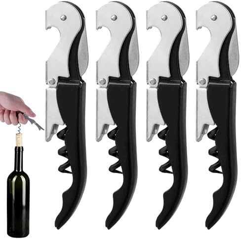 Limonadier Professionnel, Lot De 4 Limonadier Personnalisable Tire Bouchon, 3 En 1 Tire Bouchon Sommelier pour Bouteille De Bière Et De Vin Avec Décapsuleur et Coupe-Capsule