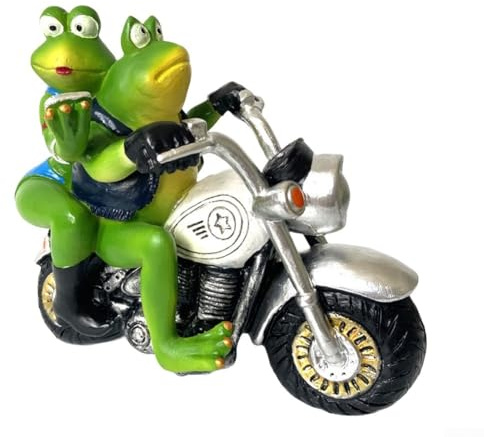 Frosch Motorrad Harz Dekoration Paar Frosch Figur Motorrad Harz Ornament für Haus und Garten Dekoration