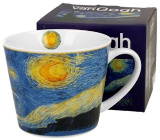 Duo Gerader Becher Inspiriert von V. van Gogh Starry Night – 0,6l – New Bone China Porzellan