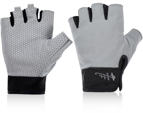 Mitaines de pêche, gants de pagaie, gants de voile, d'aviron, kayak, sports nautiques, gants pour entraînement, cyclisme, entraînement, gym, fitness, traction (gris)