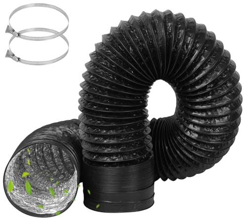 150mm Ducting 3m: Aluminium PVC Tumble Dryer Vent Hose Flexible Ducting | Air Conditioning Hose Extension with 2 Clamps, for Extractor Fan Tumble Dryer Cooker Hood Air Conditioner