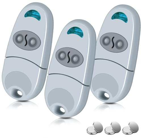 3 Pièces Télécommande Portail 433,92 MHz - 2 Canaux Telecommande Portail Compatible avec 433,92MHz NA,EE,EV (2 piles supplémentaires incluses)