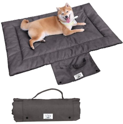 BUERPINKING Hundebett Katzenbett, Hundedecke Für Unterwegs, Waschbare Hundematte Tragbar Wasserdicht Faltbar Outdoor Waschbar Hundematte Für Den Innen- Und Außenbereich Camping Reise (Grau, S)