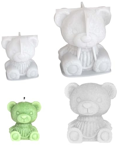 SVOCK Silikonform Bär 3d, 2Pcs Silikonformen Gießformen Bär, Silikonformen Gießformen Bärchen für Gips, Kerzen, Epoxidharz
