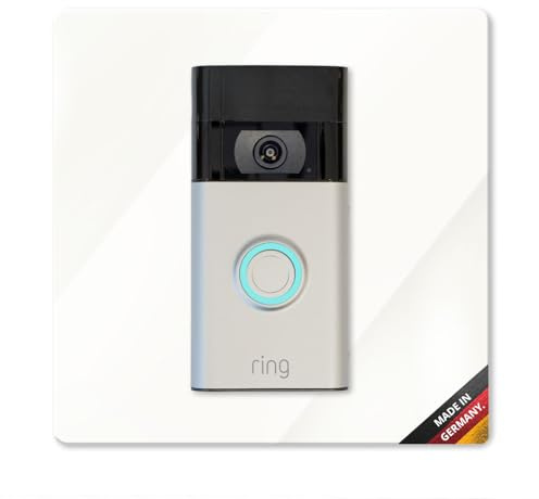 iSecur Faceplate Suitable for Ring Battery Video Doorbell Acrylic I Glossy White I Video Doorbell 2nd Gen 3 Plus 4 (2024) I Bell Sign I 160 x 160 mm I Door Station Plate for Bell I az198
