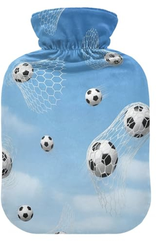 Botellas de agua caliente con funda de terciopelo, bolsa de agua caliente para calentar la cama del pie, alivio del dolor, tamaño mediano