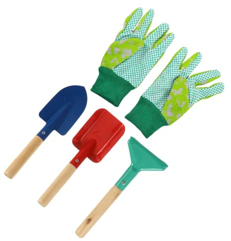 CLISPEED 5 Piezas Herramientas de Jardinería Infantiles con Pala Rastrillo y Guantes Educativo para Regalo para Cumpleaños y Actividades al Aire Color Aleatorio Color Aleatorio