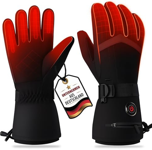 SOUCCESS Beheizbare Handschuhe – 6000 mAh Akku, 3 Heizstufen, Wasserdicht & Winddicht, Touchscreen-kompatibel, Unisex Thermo-Handschuhe für Skifahren, Motorrad, Angeln, Outdoor & Alltag (L)