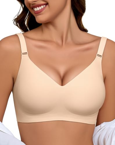 Sujetador sin Aros Mujer Cómodo Sujetadores sin Aro Bralette sin Costuras | Sujetador Reductor Push Up con Relleno Sostenes de Mujer Talla Grande Jelly Seamless Bra Sujetador Invisible Diario