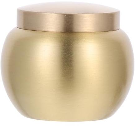 BUTIFULSIC Mini Urna para Cenizas de Mascotas, Recipiente de Cobre Redondo y Sellado, Tamaño Pequeño, Contenedor Conmemorativo Resistente para Guardar Restos Funerarios