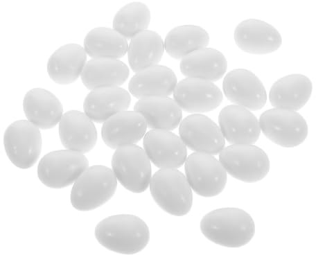 OFFIGAM Uova da e Uccelli 30 Bianca in Pezzi Plastica Finte Realistiche, Struttura Solida Facile Pulire, per Addestramento e Allevamento di Pappagalli e Galline