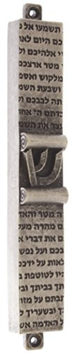 Zinn Mesusa Fall mit Biblischen Hebräisch Text, metall, zinnfarben, Up to 12cm Scroll