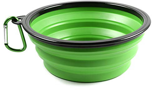 PhoneNatic Faltbarer Silikon-Hundenapf in grün, Reisenapf für Hunde und Katzen mit Karabiner -, XL, grün, 1000 ml, 60014771