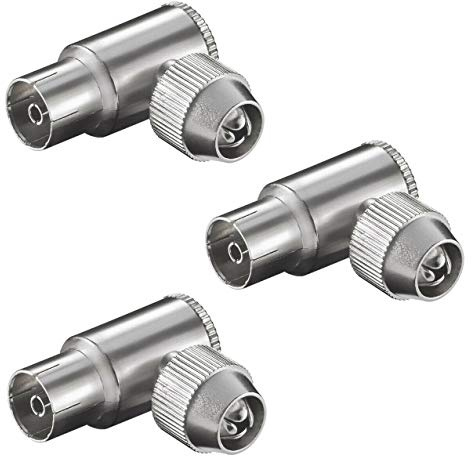 3 Stück KOAX Winkelkupplung Koaxial Kupplung Antennen Kabel Winkel Buchse TV SAT