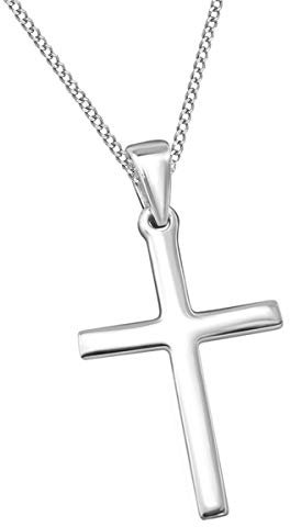 Goldene Hufeisen Kreuz Anhänger mit Halskette 925 Echt Sterling Silber Mädchen Kinder Jungen Damen Taufe Kommunion Konfirmation Kette 40