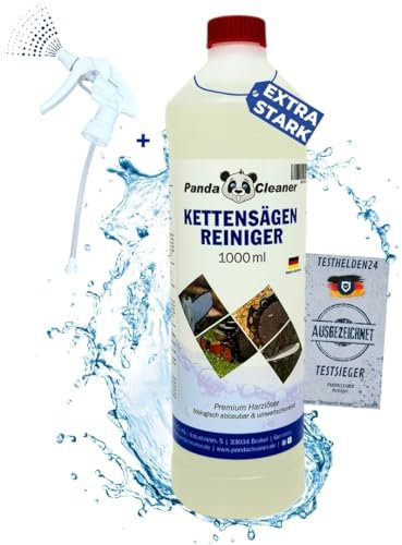 PandaCleaner Kettensägen Reiniger - 1000ml BIO Harzlöser Spray - Sägeblatt Reiniger - Harzlöser Heckenschere - Harz Entferner (1000ml Sprühflasche)