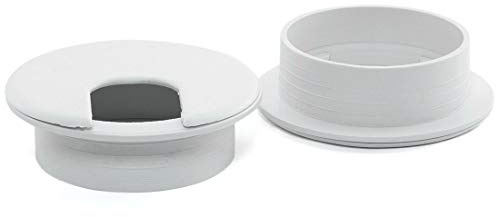 2pcs 2 Inch Desk Wire Cord Cable Grommets Hole Cover for Office PC Desk Cable Cord Organizer Plastic Cover (White-2Pcs)