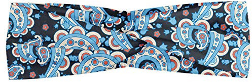ABAKUHAUS Paisley Halstuch Bandana Kopftuch, Mittelalterliche türkischen Curly Fantasie-Blumenornamente Einflüsse, Elastisch und Angenehme alltags accessories, Mehrfarbig