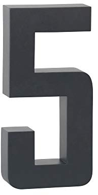 3D Hausnummer 5 anthrazit - grau RAL 7016 Edelstahl V2A rostfrei witterungsbeständig rostfrei Höhe 20cm inkl. Montagematerial erhältlich 0 1 2 3 4 5 6 7 8 9 a b c d