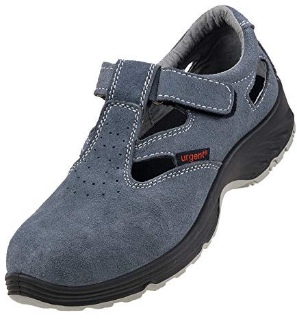 URGENT 302 S1 Arbeitsschuhe Professionelle Sandalen Sicherheitsschuhe Herren Damen Metallkappe antistatisches Wildleder Klettverschluss Stahlkappe rutschfest SRA atmungsaktiv, graue Farbe (numeric_46)