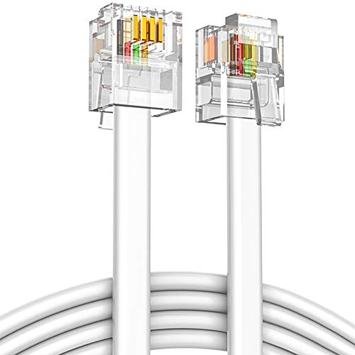 Ancable RJ11 Cavo telefonico ADSL 3M, 6P4C Spina telefonica Internet ad alta velocità banda larga maschio a maschio router e modem a RJ11 Phone Flat Cable per modem fisso accessorio bianco