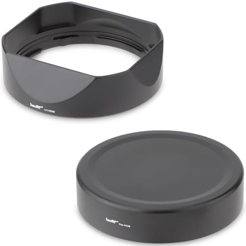 Haoge LH-X53B Gegenlichtblende aus Metall, quadratisch, für Fujifilm Fuji Fujinon XF 35 mm F1.4 R / XF35 mmF1.4 R xf18 mm f2.8 Gegenlichtblende mit Metallkappen-Set