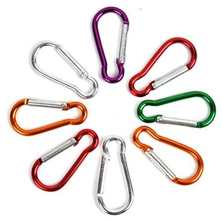 FOCCTS 50 x Karabinerhaken aus robuster Aluminiumlegierung, kleine Mini-Karabiner, Schlüsselanhänger zum Klettern, Camping, Wandern, Reisen, maximale Belastung 15 kg