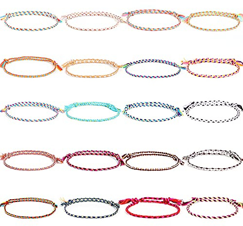 Cytecex 20 stycken vänskapsarmband tyg flätat kvinnor flickor justerbart tunt rep armband handgjorda textilband 15 cm bomull
