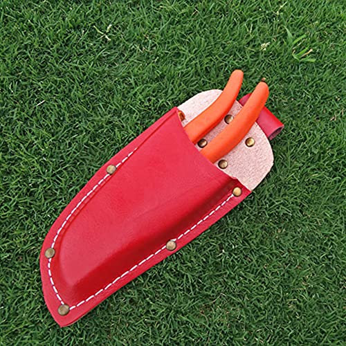 BORDSTRACT Cartuchera para Tijeras de Podar, Fundas de Cuero para Herramientas, Herramientas de Jardinería, Funda, Cinturón para Tijeras de Podar, Alicates, Tijeras, Cuchillo de Jardín(Rojo)