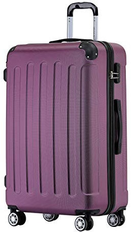 BEIBYE Hartschalen-Koffer Trolley Rollkoffer Reisekoffer Sicherheit Zahlenschloß Zwillingsrolle ABS Material Handgepäck 4 Rollen (M-L-XL-Set) (Violett, L)
