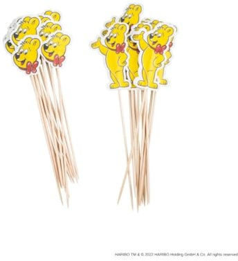 Zenker Meets Haribo Party Picker - Juego de 24 pinchos para aperitivos o queso, diseño de oso dorado, color amarillo y marrón