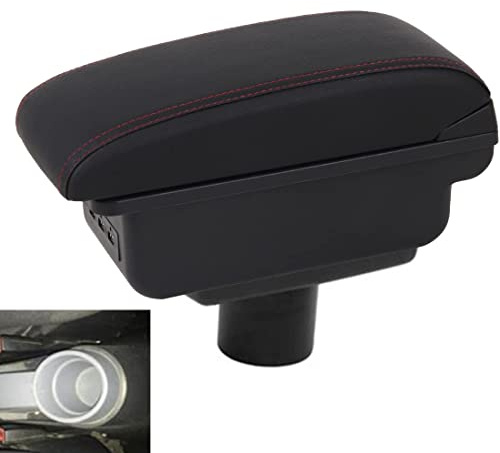 XMHL Caja De Apoyabrazos Compatible con Seat Ibiza 6j Ibiza 6L Car Center Console Apoyabrazos Box Car-Styling DecoracióN con Portavasos/3 USB con Luz/Doble Capa