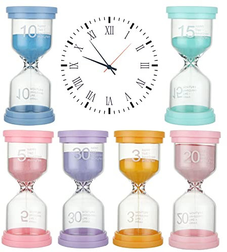 MIVIDE 6pcs Sanduhren Set, 3/5/10/15/20/30 Sanduhr Kinder, Sanduhren Set für Kinder, Geschenke, Küche, Büro, Home Deco (Macaron-Farbe)