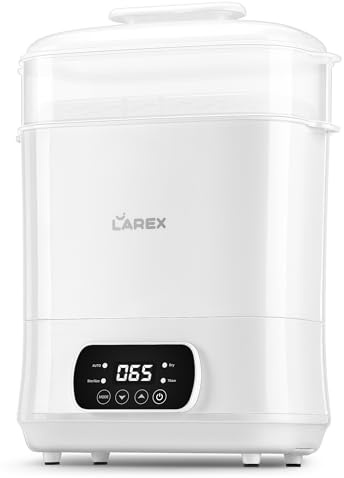 Larex LAREX Stérilisateur et séchoir à biberons, stérilisateur et séchoir à vapeur électrique 4 en 1, désinfectant pour biberons, tétines et accessoires de tire-lait