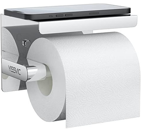 YISSVIC Toilettenpapierhalter Klopapierhalter Toilettenpapierhalter Ohne Bohren mit Ablage Edelstahl für Badzimmer und Küche