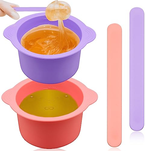 2 st silikonvaxvärmare, silikonvax värmefoder, återanvändning av vaxburk, non-stick-beläggning med 2 vaxspatlar för hårborttagning