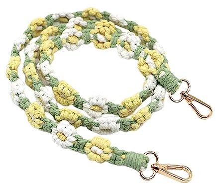 JISADER Flower Woven Phone Lanyard Crossbody Bag Strap Cellphone Strap Macrame Key Chain Lanyard for Women Purse Making Supplies Travel Essentials, Style G