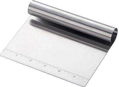 Dough Scraper, Buyer Star Stainless Steel Bench Scraper, Dough Cutter Kitchen Scraper with Handle and Measuring Scale for Pizza, Pastry, Bread Baking & Cake Chopper - Silver