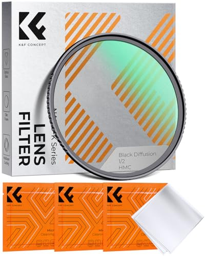 K&F Concept 67mm Black-Mist 1/2 Filter Diffusion für Portraitfotografie | Cineastischer Look und Dreamy,Optisches Glas, Nano-Beschichtung,Nano-Klear, FE303