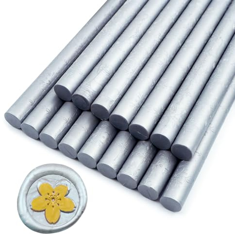 Wachs-Siegel-Sticks, Ioggtser 16 Stück Klebepistole Wachs-Siegel-Sticks für Wachs-Siegel-Stempel, Siegel-Wachs-Sticks für die Herstellung exquisiter Wachs-Siegel(Silver)